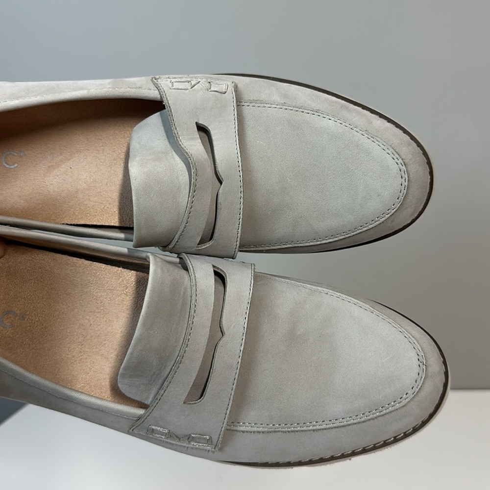 Vionic Light Gray Suede Penny Loafers - Picture 12 of 13